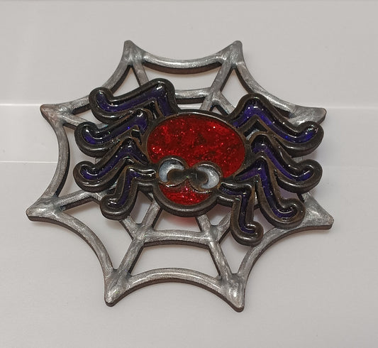 Spooky Sparkle Spiderweb Magnet - Handmade Halloween Decor