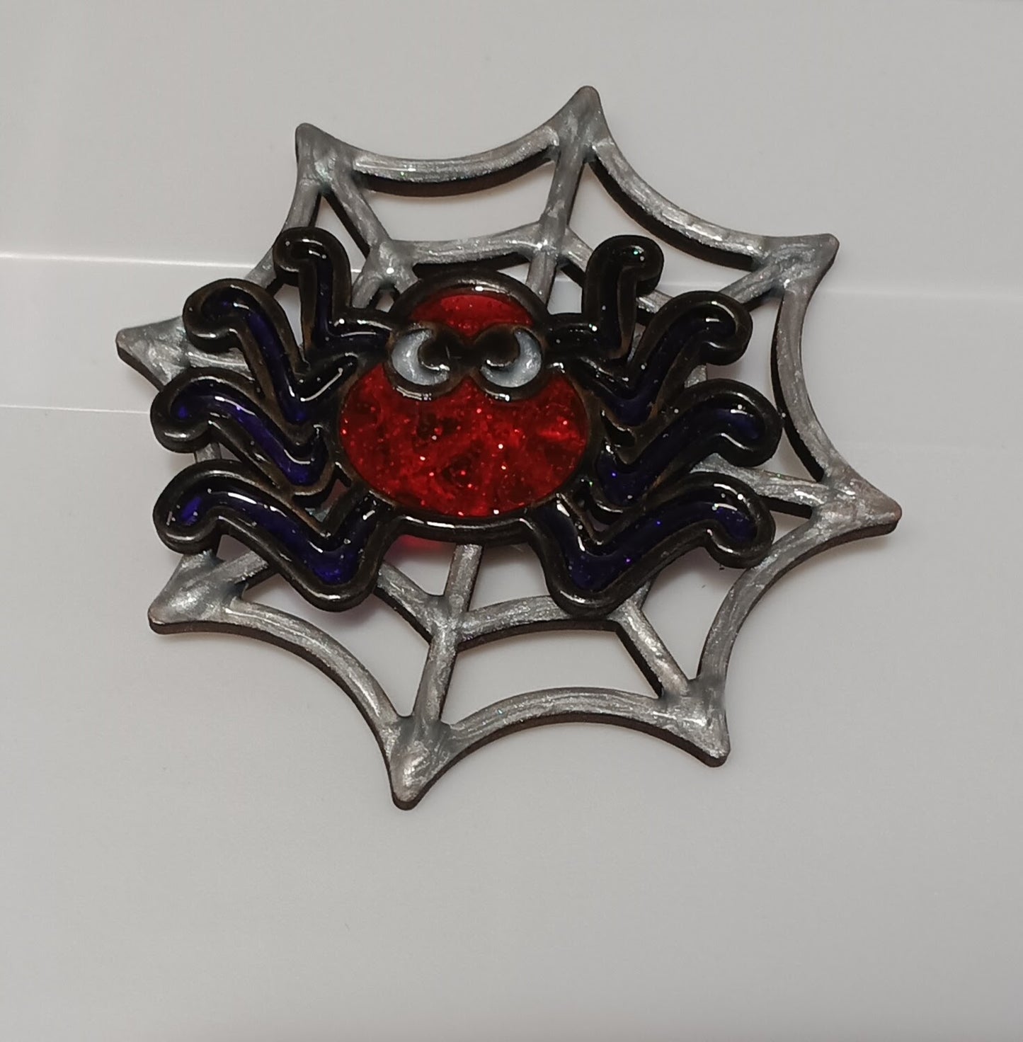 Spooky Sparkle Spiderweb Magnet - Handmade Halloween Decor