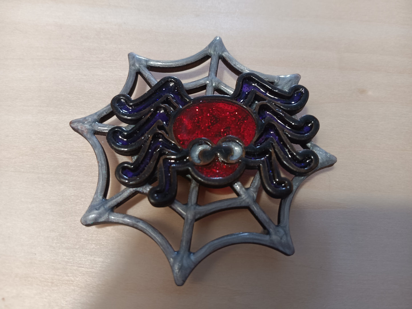 Spooky Sparkle Spiderweb Magnet - Handmade Halloween Decor