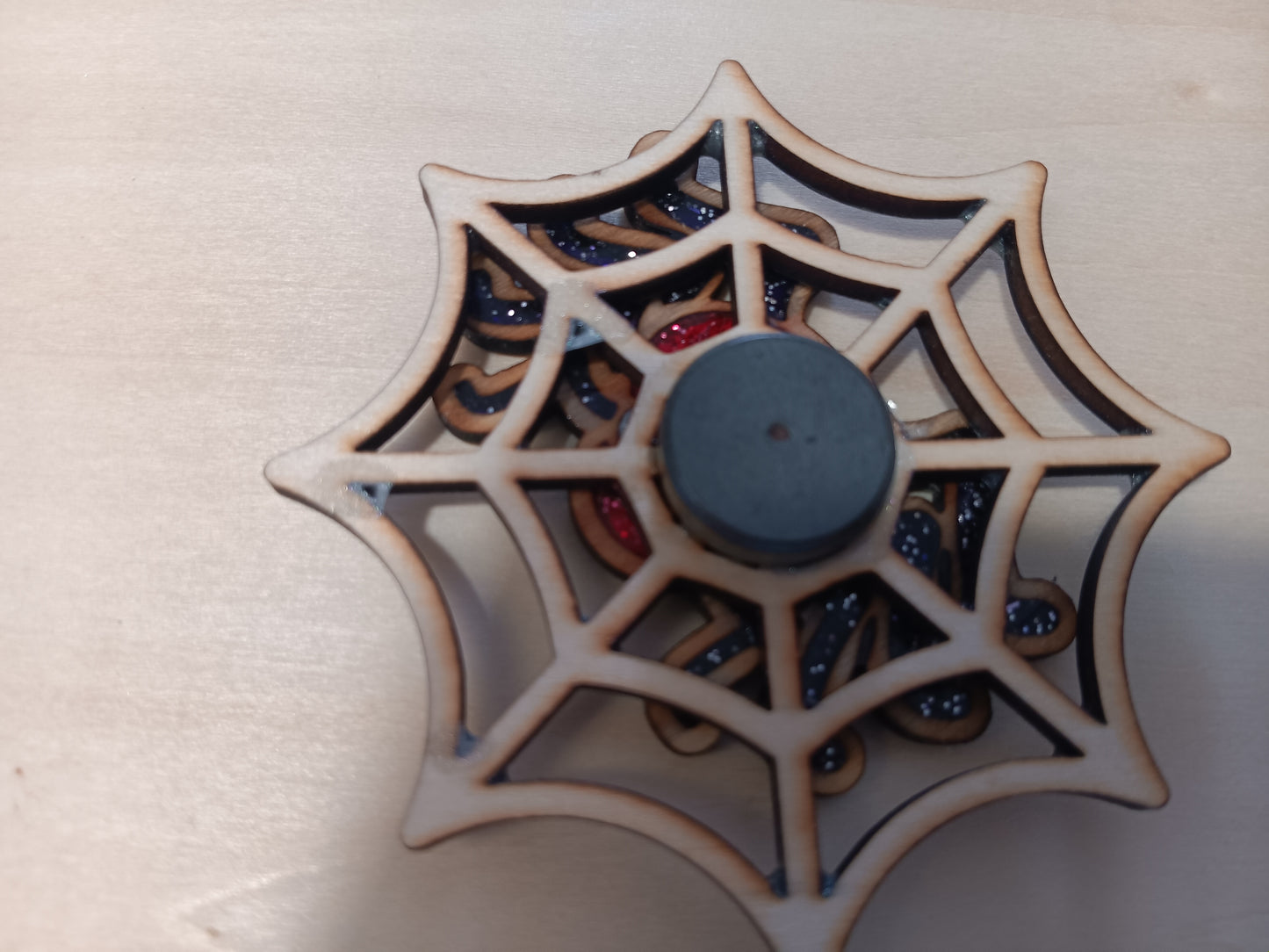 Spooky Sparkle Spiderweb Magnet - Handmade Halloween Decor