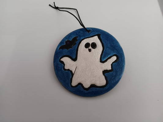 Ghost and Bat Halloweeen Ornament